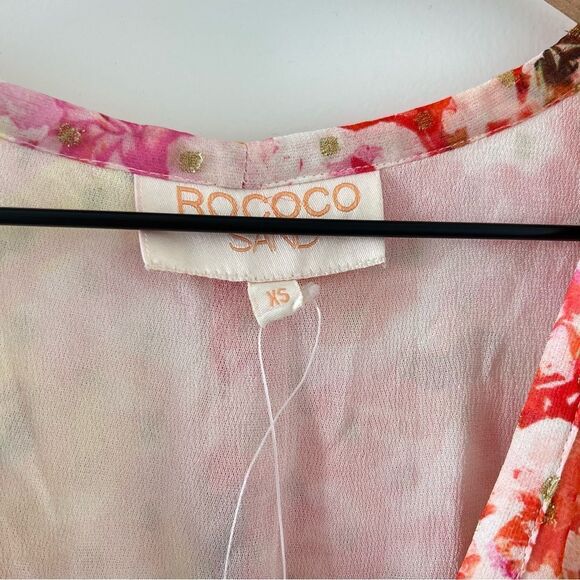 NWT Rococo Sand Nesh Mixed Floral V Neck Maxi Dress Orange Yellow XS - Picture 12 of 14